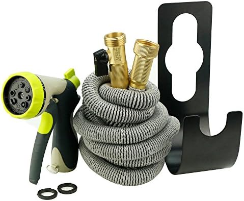 ALL NEW 2017 DESIGN ARKA GARDEN Kit. Premium Quality Expandable Hose With All Brass Connectors,8 Way Metal Spray Nozzle, Metal Hanger, Carrying Bag by Arka Garden (50 Feet, Gray)