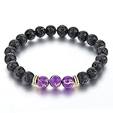 Mystiqs Lava Rock & Purple Jasper Beaded Bracelet Essential Oil Diffuser for Men,Women Aromatherapy Ideal for Anti-Stress or Anti-Anxiety