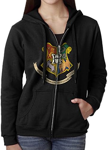Akslkli Womens Full Zip Harry Potter Hogwarts Logo Hoodie With Pouch Pocket Small