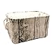 Jacone Stylish Tree Stump Design Wood Grain Rectangular Storage Basket Washable Cotton Fabric Nursery Hamper with Rope Handles, Decorative and Convenient for Kids Rooms (Large)