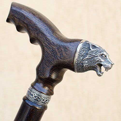 Fashionable Wooden Walking Stick Handmade Wolf Cane - Custom Length 32"-39" Oak Walking Canes for Men Gifts for Grandpa Walking Staff