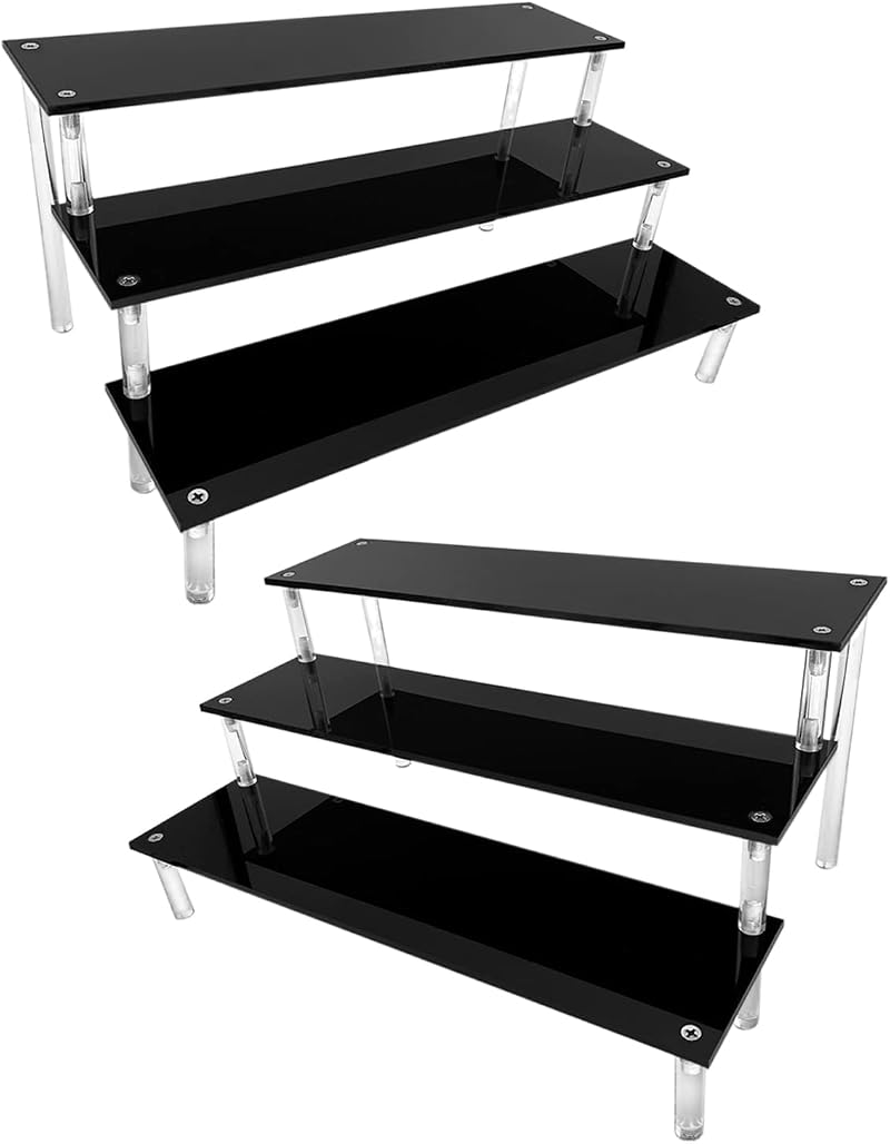 AZEAM 2 Packs Acrylic Riser 3 Tier Display Shelves Large Perfume Cupcake Funko