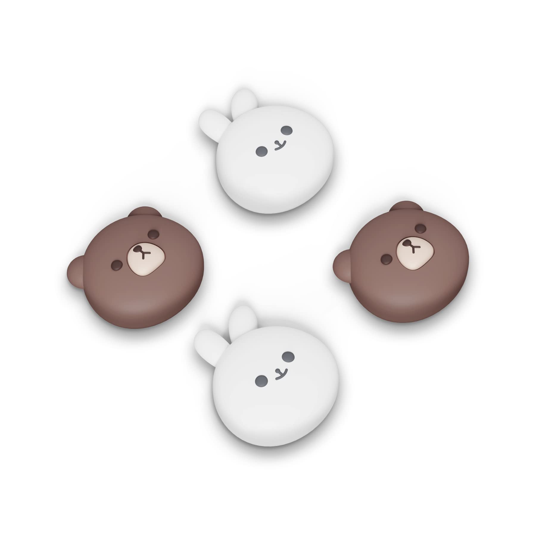 playvital Joystick Caps for Nintendo Switch, Thumbstick Grips for Switch Lite, Analog Cover for OLED Joycon Thumb Grip Caps - Chubby Bear & Smiley Bunny