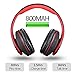 Bluetooth Headphones Over Ear, Pollini Wireless Headset V5.0 with Deep Bass, Soft Memory-Protein Earmuffs and Built-in Mic for iPhone/Android Cell Phone/PC/TV (Black-Red)thumb 2
