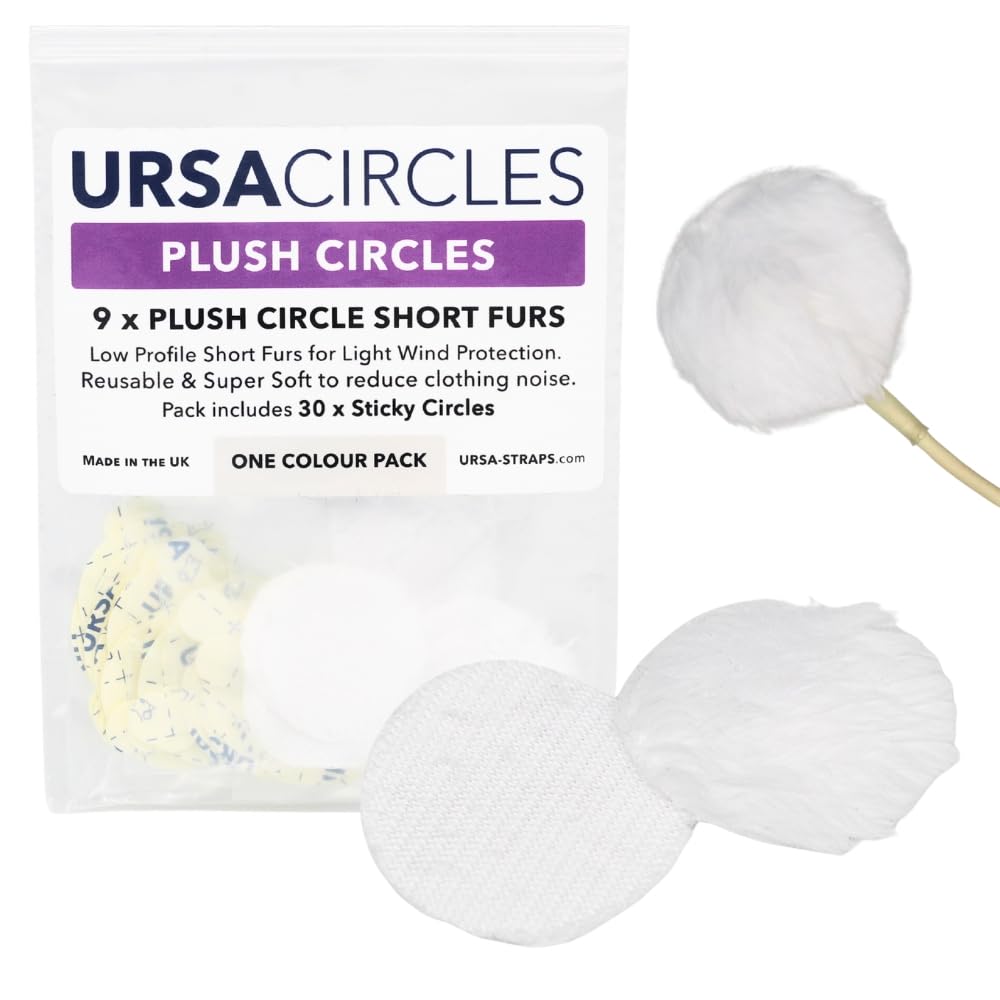 URSA Plush Circles - 5mm length short fur LAV covers. Reusable & Super Soft. 25mm Diameter (9x, White)