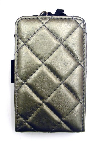 Miamica Deluxe Silver Quilted Generation 2 PDA Case Cross Body Cell Phone Blackberry Iphone Holder with Wallet