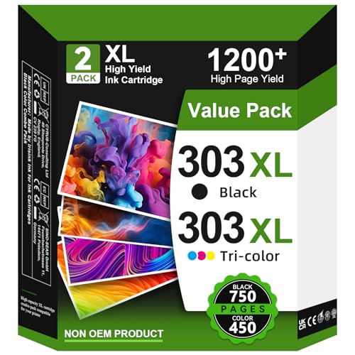 Neiber 303XL Cartouches d'encre Remplacement pour Cartouche HP 303 XL Noir et Couleur pour Encre HP 303 pour Envy Photo 6220e 6200 6230 7134 7230e 7830e 7800 Envy Inspire 7200e 7220e 7900e 7920e