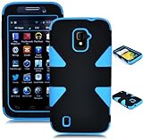 Bastex Heavy Duty Hybrid Case for ZTE Majesty Z796C - Sky Blue Silicone / Black Hard Shell