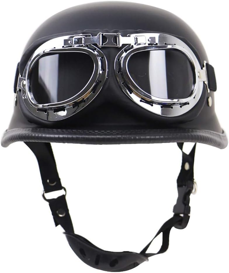 Summer retro half-open motorcycle helmet, cruiser German Defence Force helmet DOT certified jet helmet with aviator goggles,XL