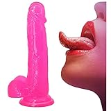 Realistic Dildos-8 Inch Crystal Jelly Dildo Realistic Penis Dual Lady Masturbation Layer Silicone Stimulator Ballsy Dong Cock Adult Sex Toys with Suction Cup, Vaginal Stimulate Toy