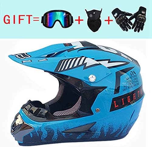 EIEI Dual Sports SUV Helmet Adult MX Off-road Motorcycle Am Mountain Bike Full Face Helmet (Glove Goggles Mask 4-piece Set)