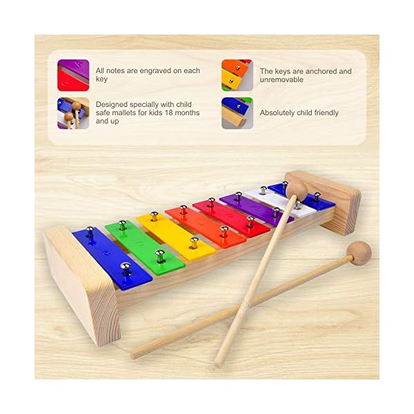 Kids-Xylophone-Wooden-Musical-Toy-for-Kids-Ages-3-and-up-Glockenspiel-Percussion-Musical-Instrument-with-Harmonica-Musical-Sheets-and-Child-Safe-Wooden-Mallets Kids Xylophone, Wooden Musical Toy for Kids Ages 3 and up. Glockenspiel Percussion Musical Instrument with Harmonica…