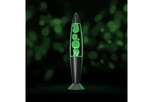 Irvy Motion Lamp 13.5'', Beautiful Liquid Entertaining Tabletop Lamp for Adults and Kids, White Clear Liquid with Silver Base Decorative Lights, Gift for Christmas and Birthday (Green with Spare Bulb)