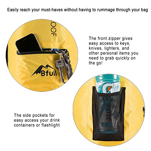 BFULL Waterproof Dry Bag 10L/20L [Lightweight Compact] Roll Top Water Proof Backpack with 2 Exterior Zip Pocket for Kayaking, Boating, Duffle, Camping, Floating, Rafting, Fishing - Thumbnail 3