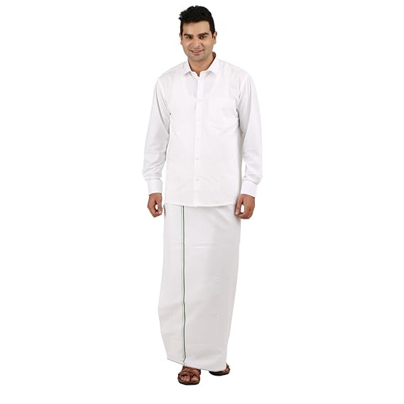 MEN'S SMALL BORDER DHOTIE PACK OF 1 (WHITE) DOUBLE