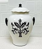 Tuscany Fleur De Lis, Just Black & White Ceramic Hand Painted Cookie Jar 13