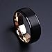 King Will DUO Men 8mm Black Brushed Matte Tungsten Carbide Ring Men 18K Rose Gold Gold Wedding Band Comfort Fit