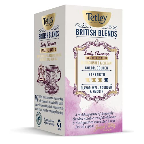 Tetley USA British Blends, Lady Clarence, Decaf English Breakfast Black Tea, 20 Tea Bags (Pack