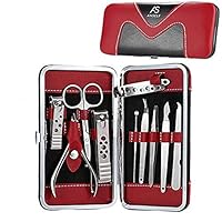 Manicure Set, Anself 10Pcs Stainless Steel Pedicure Kit Nail Clippers with PU Leather Case