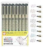 Sakura Pigma Micron PN line Drawing 8 Color pens Set, Bible journaling Study kit, Assorted Colors