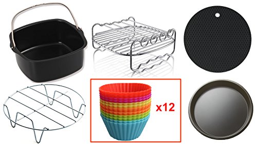 Click Here to See More Images Air Fryer Accessories Compatible with Philips Avance/Viva,Cozyna,Gowise,Power Airfryer and more (Set of 17. Fits 3.7QT and above Air Fryers, Multi color)