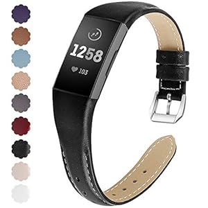 KIMILAR Armbanden compatibel met Fitbit Charge 4 / Charge 3 armband, leer, reserveband, tweekleurig, horlogeband voor…