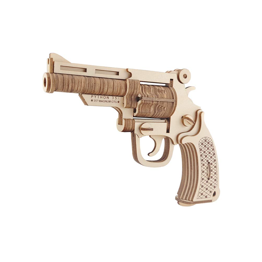 Healifty 3D Wooden Puzzle Pistol Model Gun Model Toys Educational Puzzle Jigsaw DIY Craft Kits Gift for Kids Adults