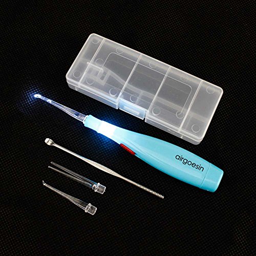 Airgoesin lighted tonsil stone removing tool, blue, 3 adapters ti…