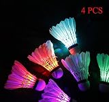LED Badminton Set Shuttlecock Dark Night Glow Birdies Lighting for Outdoor/Indoor Sports Activities (Colorful)