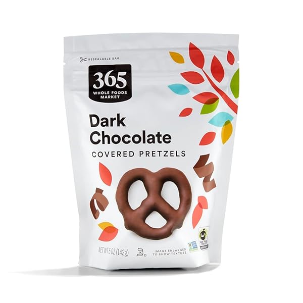 365 BY WHOLE FOODS MARKET, DARK CHOCOLATE PRETZELS, 5 OUNCE