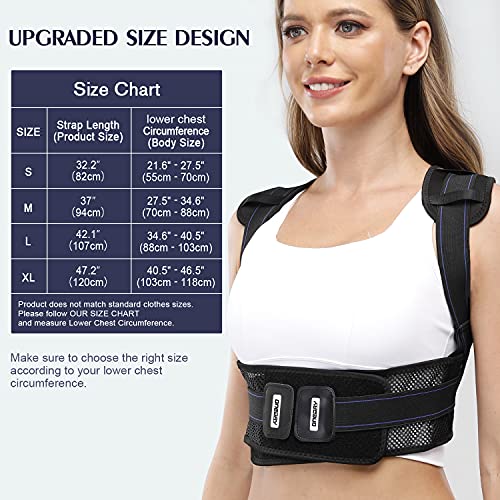 oneday Back Brace Posture Corrector for Men and Women with Replaceable Support Plates, Adjustable and Breathable Back Support for Back, Neck and Shoulder Pain Relief, Black