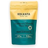 Kolkata Chai Signature Masala Chai mix, 100% Organic Black Tea, Makes 20 cups, Premium loose leaf tea and spice blend, All Natural, 4.23 oz