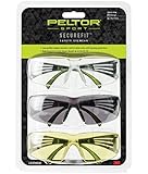Peltor Sport SecureFit 400 Glasses, 3 Pack: Clear + Amber + Gray Lenses, Anti Fog