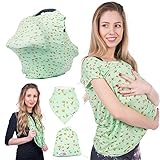 Nursing Cover Baby bibs & Carry bag with STYLISH birdies print Premium quality material Wide SUPER SOFT breathable breastfeeding cover Great baby shower gifts for mommy