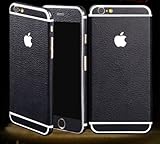 Supstar Luxury Pu Leather Full Body Skin Sticker Wrap Covered Edges Vinyl Decal Screen Protector Film for Apple iPhone 6 (Black)
