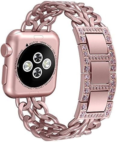 AOKAY Replacement Bands Compatible Apple Watch 38mm 42mm Stainless Steel Metal Cowboy Chain Strap Wrist Band Apple Watch 40mm 44mm Series 4 3 2 1 Sport Edition