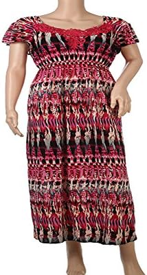 Short Sleeve Maxi Dress Assorted Pattern (XXL, PINK)