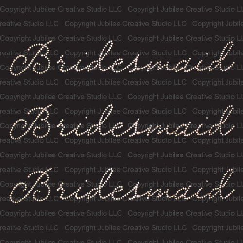 Set of 3 Bridesmaid Iron On Rhinestone Crystal T-shirt Transfer by Jubilee Rhinestones