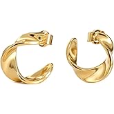 Geedow Spiral Hoop Earrings for Women - 18K Gold Plated Lightweight Earring Fashion Jewelry Set Gifts Formal Birthday Wedding Party Decoration