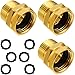 3 Packs 3/4 Inch GHT Female to NPT Male Connector, GHT to NPT Adapter Brass Garden Hose Connector Adapter Fitting to Pipe Fittings Connect with 6 Packs Extra Rubber Washer (3/4 Inch NPT Male)