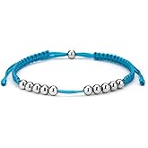 Catuni Golf Stroke Counter Bracelets Silver Beaded Golf Bracelets for Women Stainless Steel 10 Beads Score Counter Blue