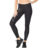 2XU Women&rsquo;s Light Speed Mid-Rise Compression Tights, MCS Running Leggings with Reflective Support