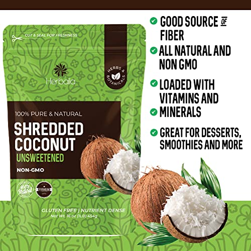 Shredded Coconut Unsweetened, 1 lb. Unsweetened Coconut Flakes, Dried