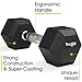 Yes4All Single Rubber Coated Hex Dumbbell with Chrome Handle (Black, 10 lbs)