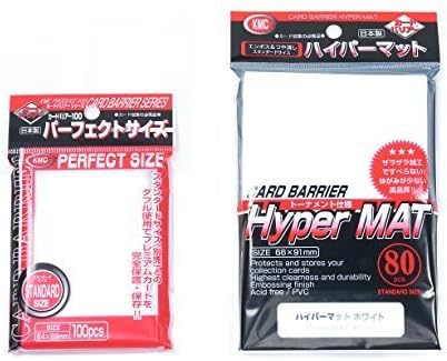 KMCHyper Mat Sleeve White (80-Pack) + 100 Pochettes Card Barrier Perfect Size Soft Sleeves Value Set ! (1 Pack) (1set)