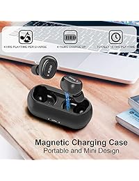 Auriculares inalámbricos HOMSCAM Bluetooth 5.0 auriculares verdaderos auriculares inalámbricos con funda de carga, sonido estéreo, tiempo de reproducción de 16H, micrófono integrado, cancelación de ruido, emparejamiento automático para iPhone Android