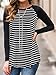 Adreamly Women's Black and White Striped Long Sleeve Baseball T Shirt Blouse Tunic Tops Black Medium