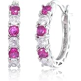 RIZILIA 18K White Gold Plated Hoop Earrings for Women, Round Cut CZ Multi Gemstone Colorful Hoop Earrings, Trendy Jewelry Gift for Women, 20mm