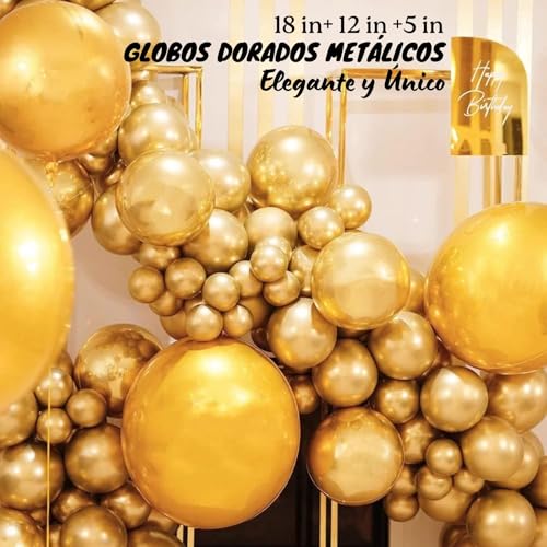 Globos Negros y Dorados Metálicos con Confeti para Graduación 2026, Kit de Guirnalda Arco de Globos Decoración Fiesta de Graduación, Adornos Decoración Graduación 133 Pzs