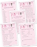 Baby Shower Games for Girls - Set of 5 Activities - (50 Cards Each, 250 Total) - Baby Shower Supplies
